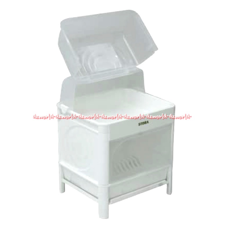 Stora Shelf Dish 2tier With Top White Rak Piring 2tingkat Dengan Tutup Warna Putih Mudah dipindahkan Storage