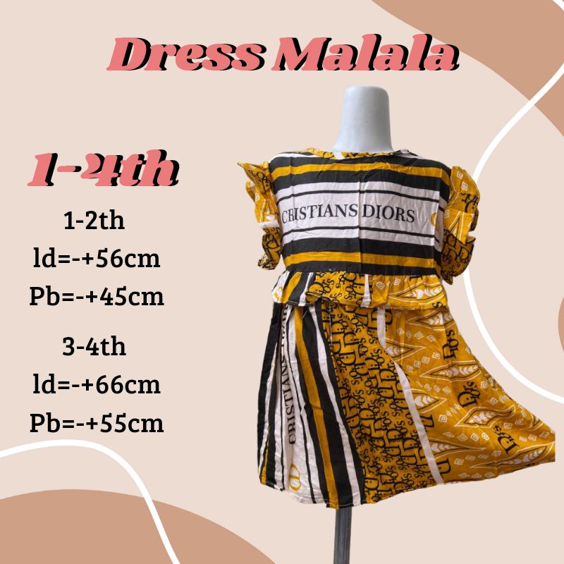 DRESS MALALA 1-4th krinkle airflow ramai viral bajau anak perempuan grosir murah