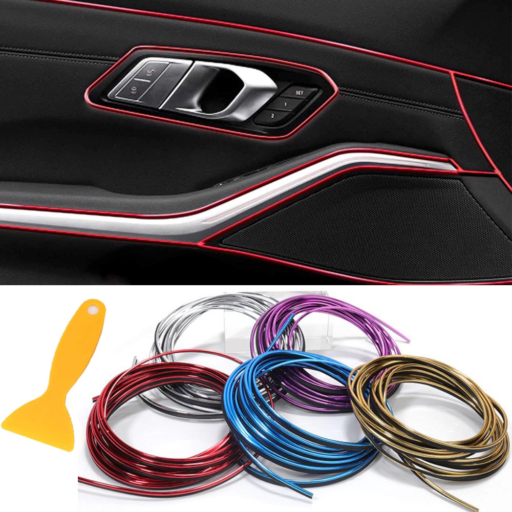 5m 3M panel Mobil Fleksibel insert trim auto interior Pinggiran Pintu Dekoratif molding strip accessoires Dengan scraper
