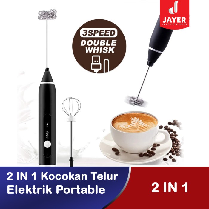 New 2 In 1 Electric Handheld Milk Frother Egg Beater / Pengocok Telur