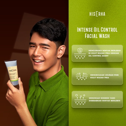 HISERHA Bundle Intense Oil Control - Pembersih dan Krim Wajah Pria