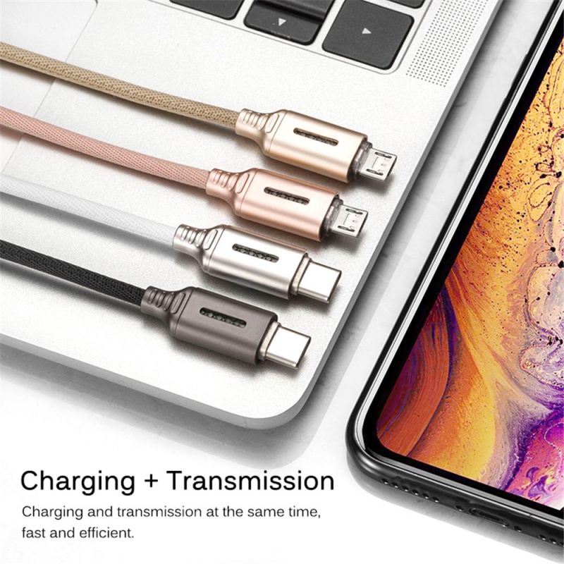 Smart Power off 2.4A Charging Kabel Data Untuk Samsung iPhone Auto Power-off Protection Cord Dengan LED Untuk Micro USB Type C