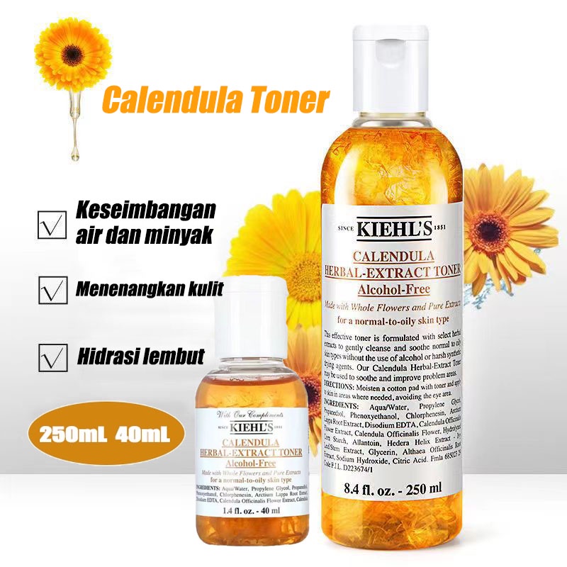 KIEHL'S CALENDULA HERBAL EXTRACT TONER-Alcohol-Free Full Size 250ml/Travel 40ml