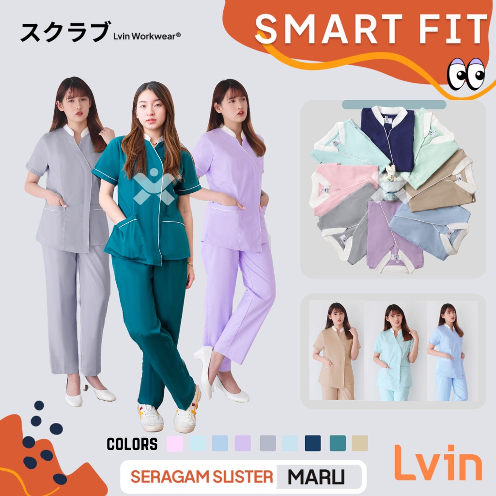 Baju Suster Lengan Pendek Maru Series / Baju Seragam Suster Lengan pendek / Seragam Nanny / seragam klinik/ baju jaga ok / Seragam perawat