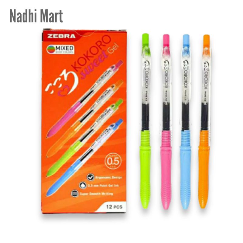 

PULPEN GEL HITAM / BOLPEN HITAM / PULPEN GEL / BP ZEBRA KOKORO 0.5 MIX COLOUR