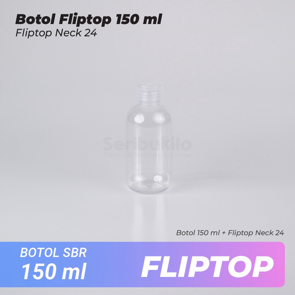 Botol Fliptop SBR 150 ml/Botol PET SBR 150ml Clear - Fliptop Clear/Putih/Hitam