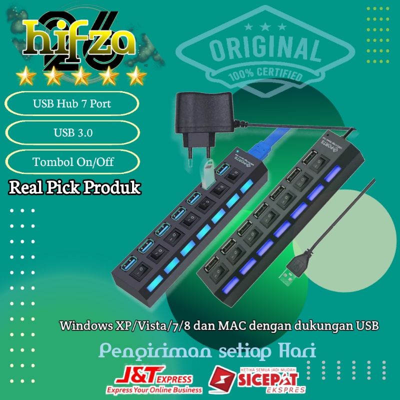 USB Hub 2.0/3.0 /4-7 PORT WITH POWER SUPPLY ADAPTOR PAKAI TOMBOL ON-OFF