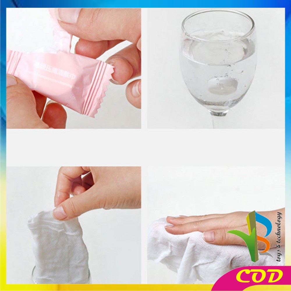 RB-K142 Tissue Bulat Mini Travel Sekali Pakai / Masker Wajah Kompres Towel Portable Tisu Bentuk Permen / Travelling Compressed Paper Mask Sheet Import