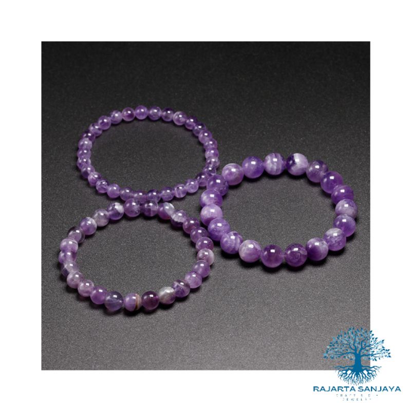 Gelang Batu Natural Kecubung Amethyst 6/8/10/12/14mm