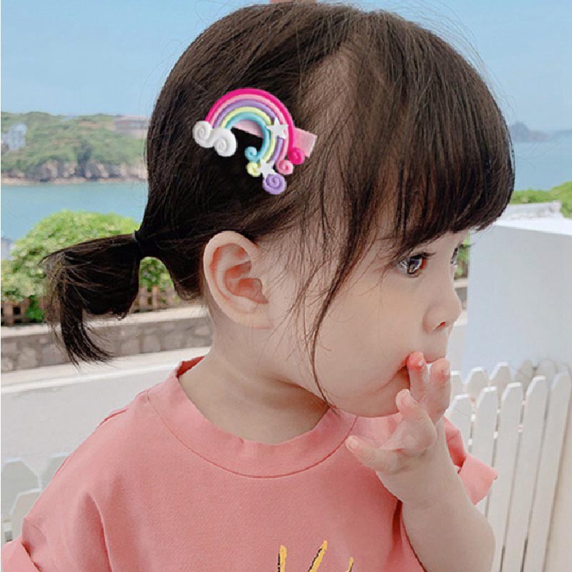 JY Jepit Rambut Anak Poni Rainbow Buah Permen 6 in 1 / Hair Clip Pelangi Candy Fruit Motif Karakter Lucu / Aksesoris Gaya Korea Import Murah