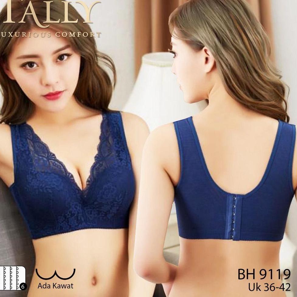 Langsung Atc TALLY 9119 Bh Penekan lemak brokat kait 6 kawat- Bra Jumbo CUP D | press lemak samg | b