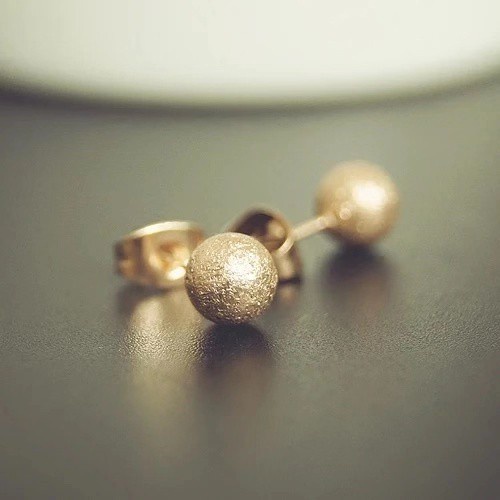 Anting Tusuk Bentuk Kacang Polong Kecil Untuk Wanita | Rose Gold 18k | Anting Bahan Stainless Steel | Anting Untuk Wanita | Sendok Garpu Bahan Stainless Steel