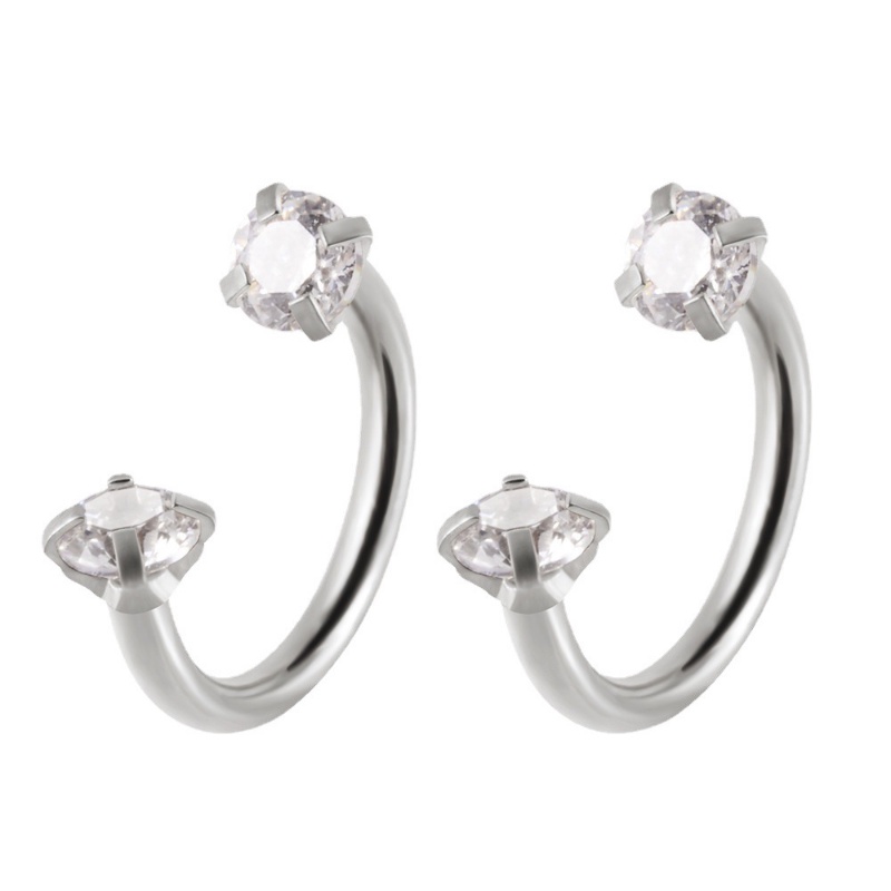 We Flower 1PC U Shape Zircon Stainless Steel Piercing Klip Anting Untuk Wanita Pria Unisex Keren Fashion Tindik Hidung Bibir Cincin Telinga Manset Perhiasan