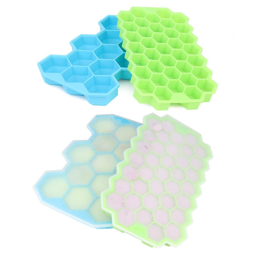 Cetakan Es Batu Silicone Cube Maker Hexagon Grids Ice Cube Tray Dengan Tutup