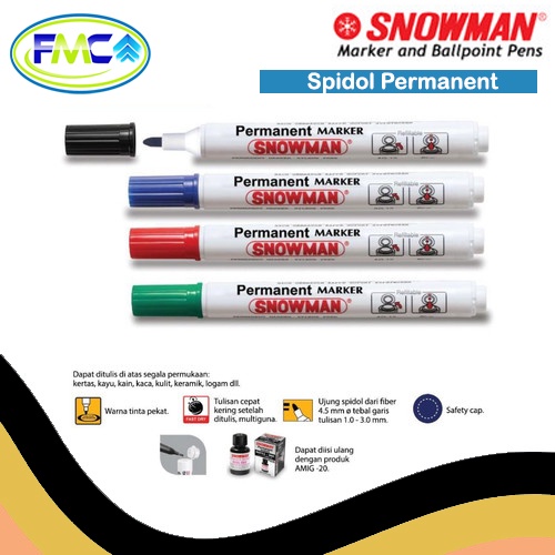 Spidol Snowman Permanen Besar Warna Hitam Merah Biru Sepidol Permanent Marker Asli Original