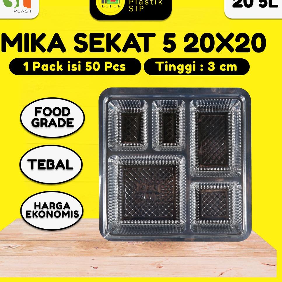 

CodeP5b5A Mika Dus Nasi Sekat 5 Bening UK 20x20 Isi 50pc