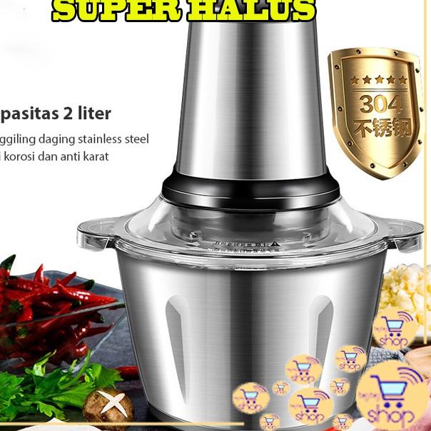 ۩ [ORIGINAL] BLENDER DAGING STAINLESS 2L / CHOPPER BLENDER DAGING PENGGILING / MEAT BLENDER ELEKTRIK