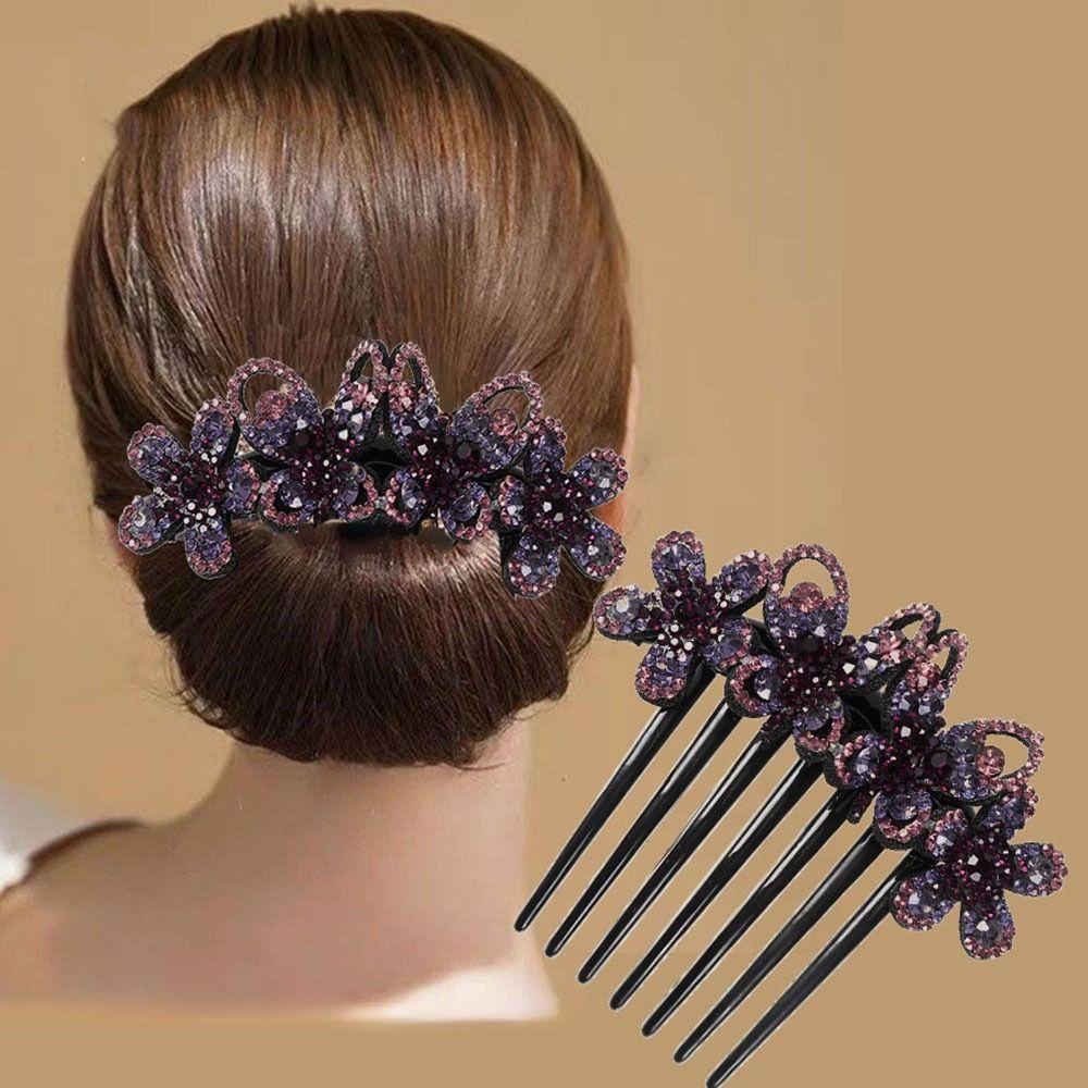 NEEDWAY Needway Sisir Rambut Kupu-Kupu Manis Hiasan Kepala Pengantin Bunga Aksesoris Rambut Pernikahan Hair Curler Diamond Untuk Wanita Gaya Korea Hair Clip