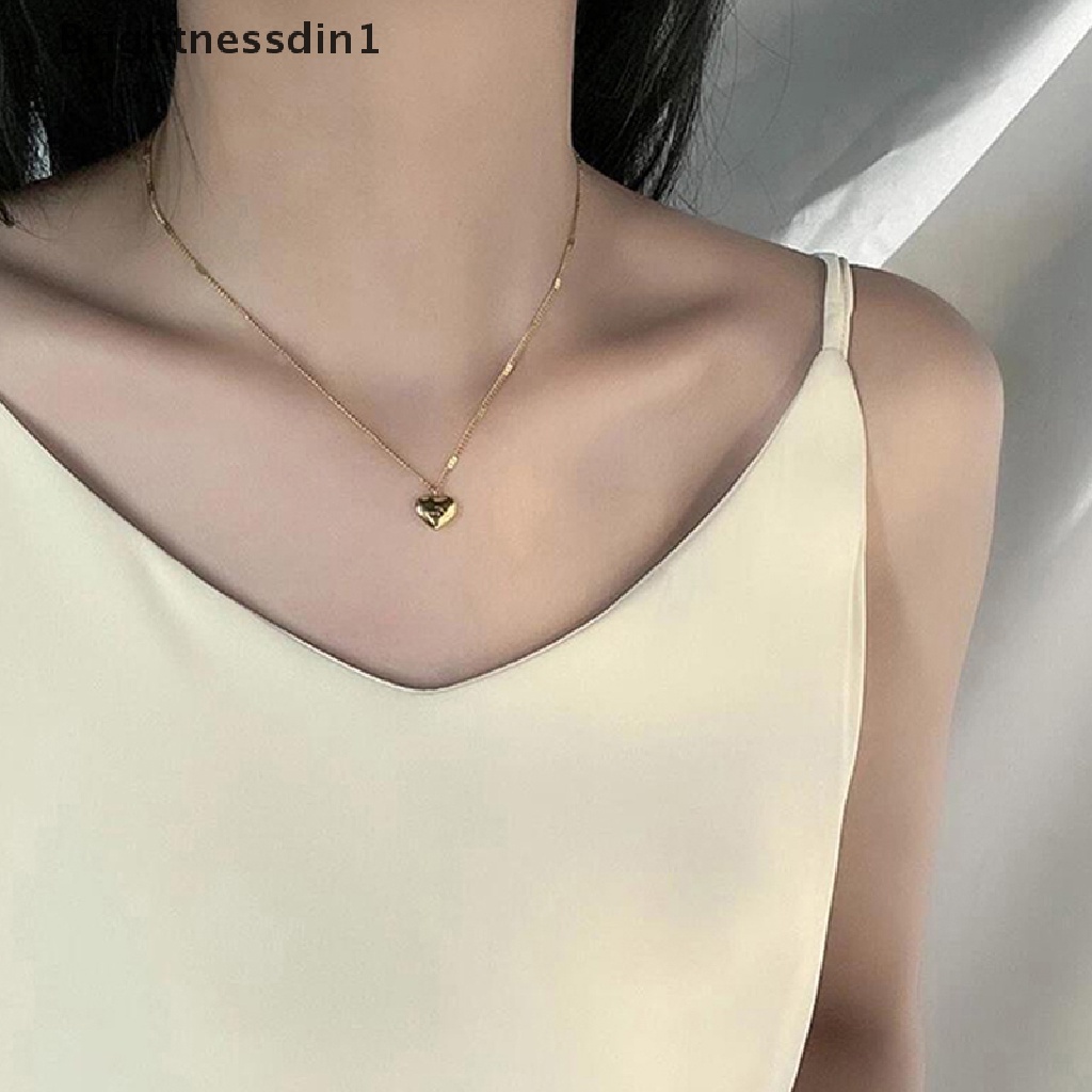 [Brightnessdin1] Fashion Berlapis Emas Cinta Hati Kalung Untuk Wanita Pria Liontin Gantung Rantai Choker Kalung Valene Hadiah Hari Perhiasan Butik