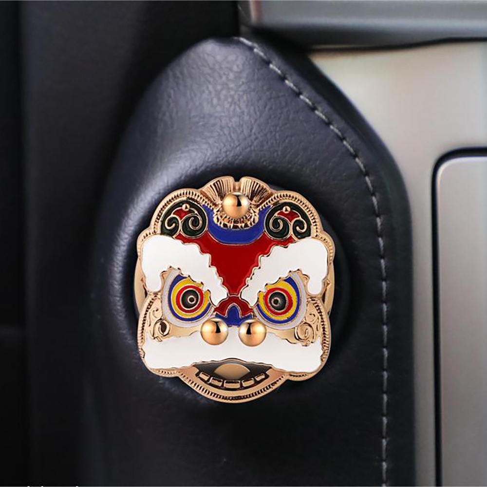 Guochao Style Lion Dance Car One-Button Start Cover Pelindung Dekorasi Tempel/Pelindung Tombol Start Satu Tombol/Flip Tombol Saklar Mobil/Interior Mobil