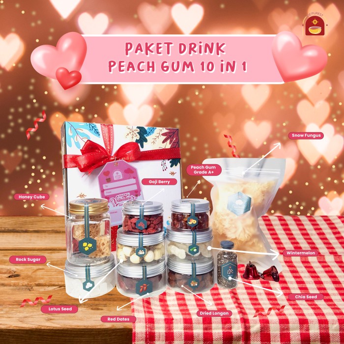 

(COD) Kado Valentine Hampers Hadiah Valentine Paket Peach Gum 10in1