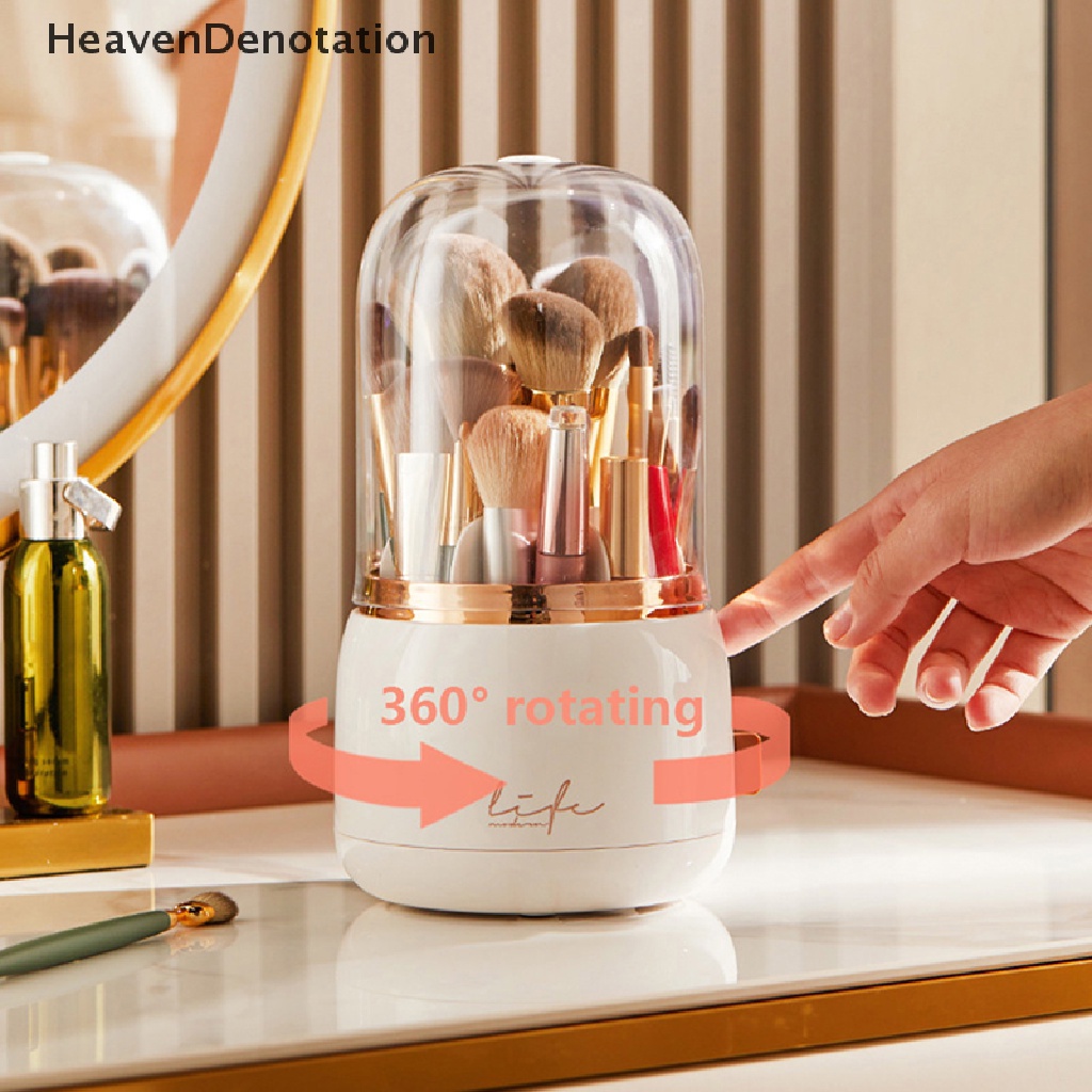 [Pecahan Surga] 360° Rotag Tempat Kuas Makeup Portable Desktop Makeup Organizer Kotak Penyimpanan Kosmetik Alat Make Up Wadah Perhiasan HDV