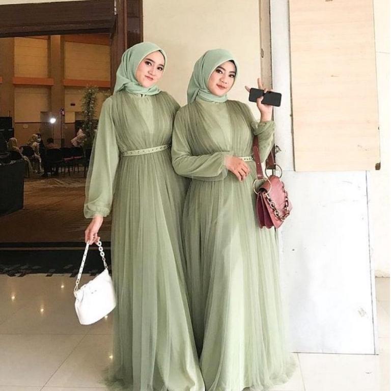 Grosiran Murah Bridesmaid Dress Kondangan Muslim / Sage Green Mauve Taro Nude Milo Silver Maroon Lav
