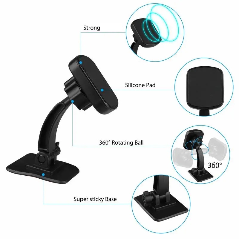 1pc Dudukan Ponsel Yang Dipasang Dashboard Mobil Portabel/Otomotif Self Adhesive 360derajat Rotating Stand/Braket Ponsel GPS Anti-slip Kendaraan