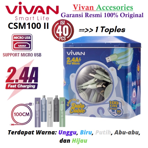 VIVAN CSM100S Micro USB 100cm 2,1A Cable data isi 40 pcs / TOPLES