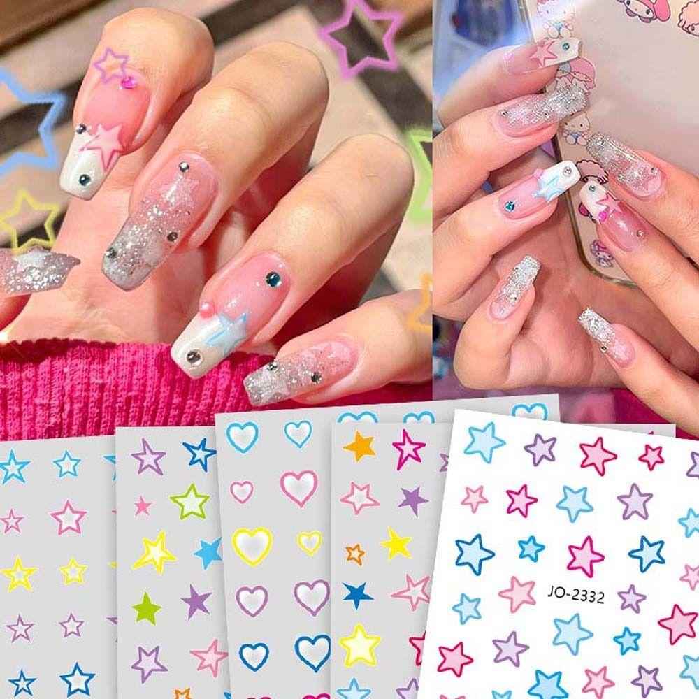 [Elegan] Kartun Stiker Kuku Wanita Fashion Manicure Aksesoris Bebek Sakura Hati Nail Stickers