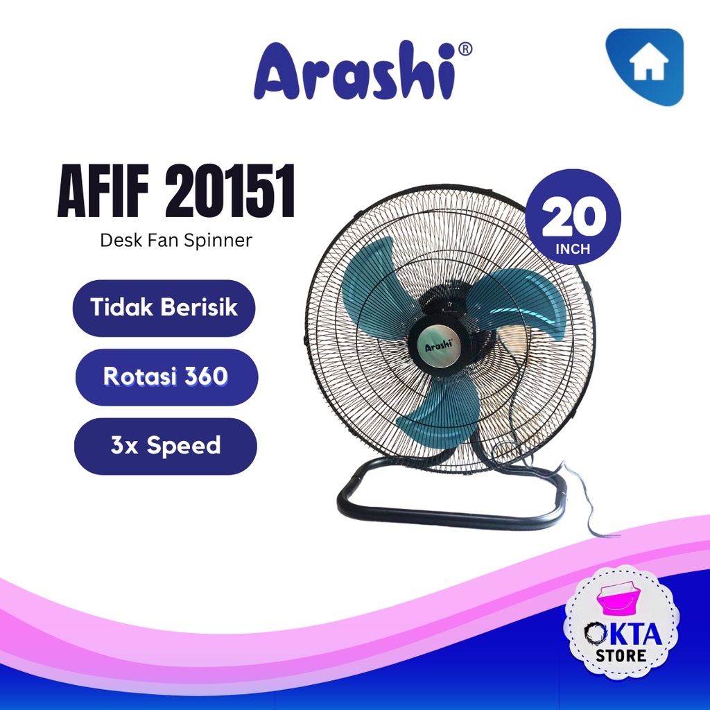 Arashi Kipas Angin Desk Fan Industri AR 138 AFIF 20151 OS 20 Inch 360 Derajat Berputar