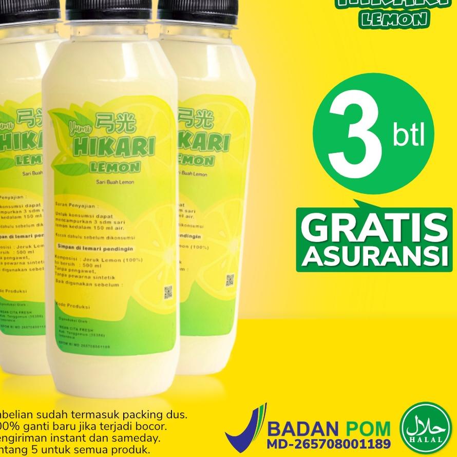 

☻ HIKARI Paket Hemat Hikari Lemon 500ml Bundling 3 Botol Free Packaging Pilihan Keluarga ➳