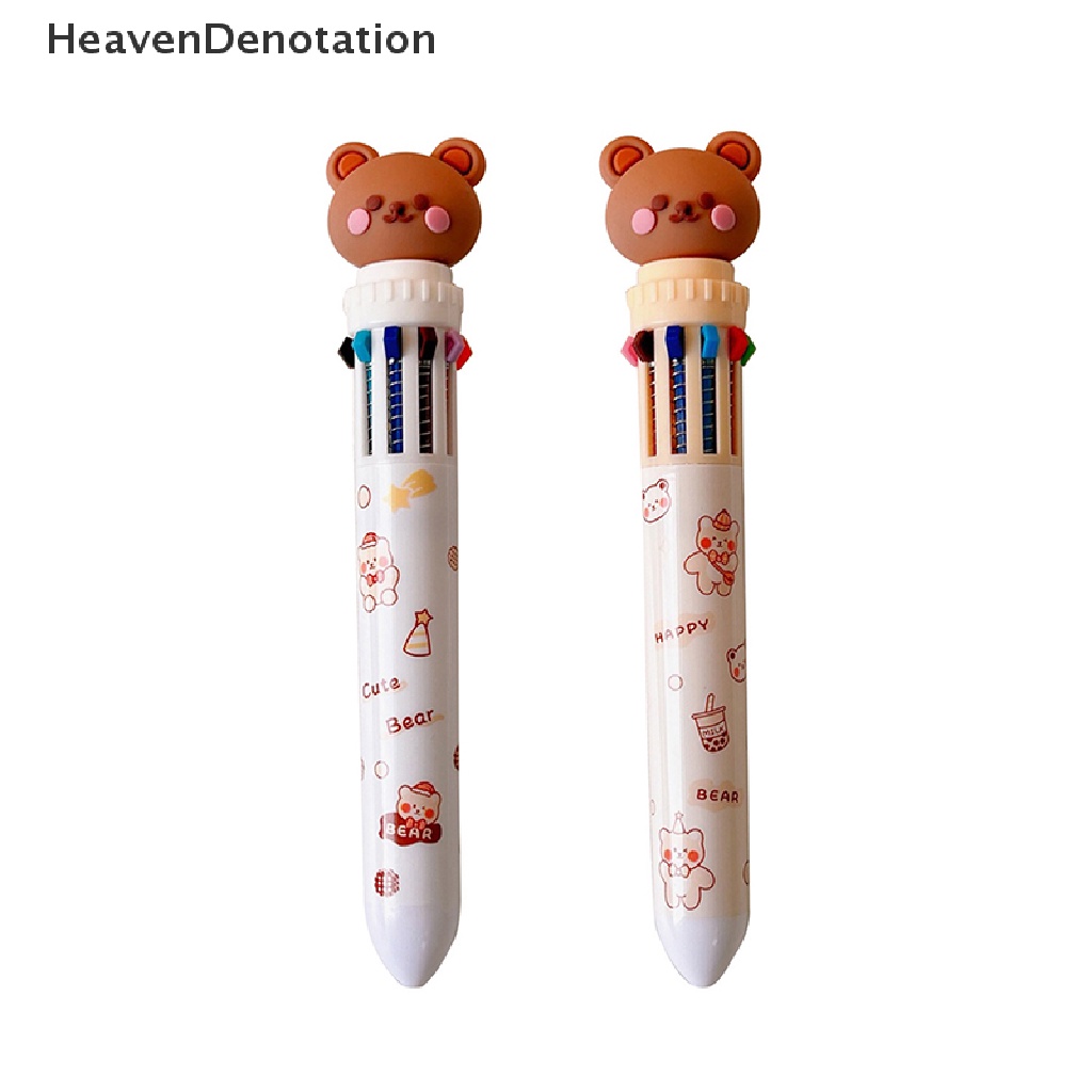 [HeavenDenotation] Kawaii Bear Kartun Silikon 10warna Bolpoin Chunky Sekolah Kantor Supply Hadiah Alat Tulis Papelaria Escolar HDV