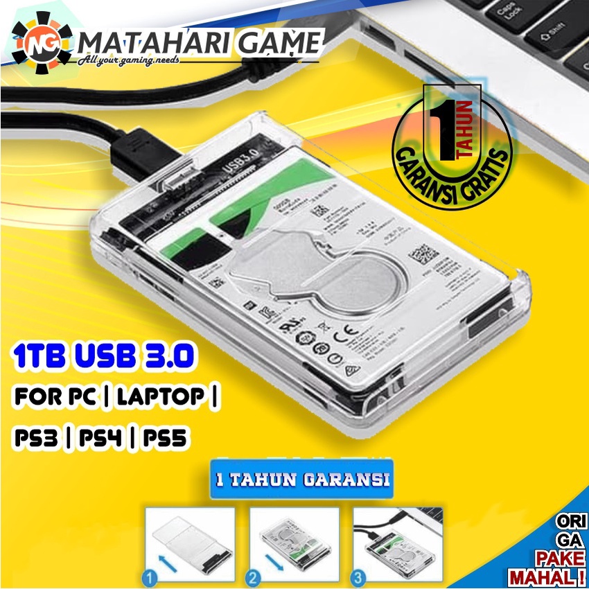 Harddisk Eksternal HDD 1TB | 500GB Transparant Garansi 1 Tahun [ Tukar Baru ] FOR PC | PS3 | PS4 | PS5