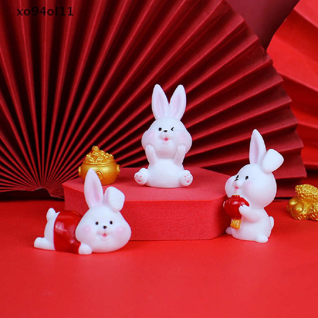 Xo 1Pc Lucu Tahun Kelinci Maskot Lucky Rabbit Micro Landscape Resin Kerajinan OL