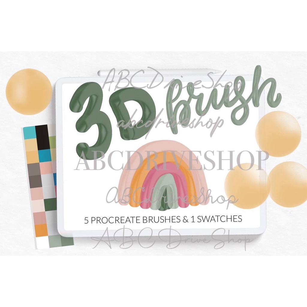 Procreate Brush - 3D Brushes &amp; Retro Color for Procreate