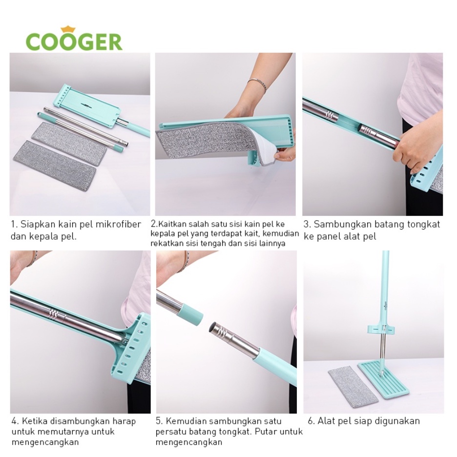 Ultra Green Standing Microfiber Mop Alat Pel Lantai Tarik Otomatis Dapat Berputar 360 Derajat dan Berdiri