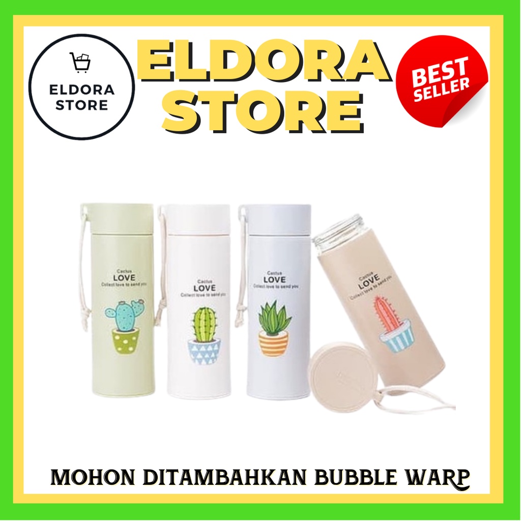 Botol Minum Kaktus Kaca Souvenir Termos Tumbler My Bottle Cactus 450ml | Botol Kaca Souvenir