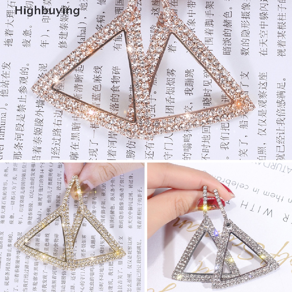 Hbid Anting Bulat Wanita Kristal Geometris Hoop Earrings Hadiah Perhiasan Pernikahan Glory