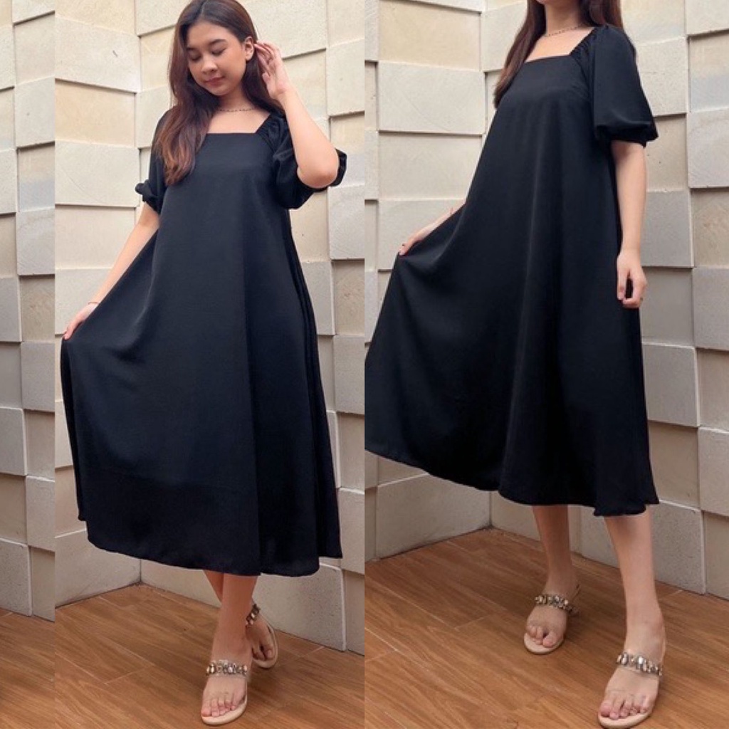 Mozalia Daily Dress Lengan Pendek Crinkle Airflow Deodora Long Dress Korean Style Terbaru