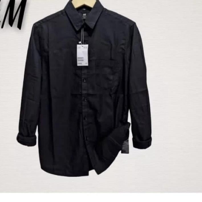 ♂ Kemeja Pria Lengan Panjang H&M Hitam ❇