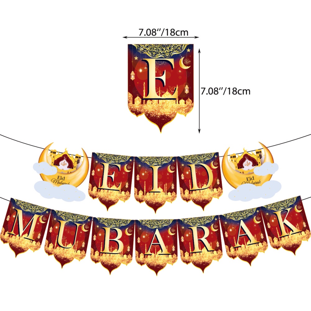 ღ 2023 Eid Mubarak Balon Aluminium Film Balon Set Muslim Ramadan Menarik Bendera Muslim Festival Pesta Diy Dekorasi Rumah dekorasi Pesta Dekorasi Kue