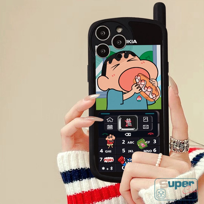 Kompatibel Untuk iPhone XR X Xs7 8 Plus 11 14 13 12 Pro MAX SE 2020 Kartun Crayon Shin-chan Bentuk Telepon Kepribadian Retro Cellular Kreatif Lucu Sakurada Nene Soft Cover