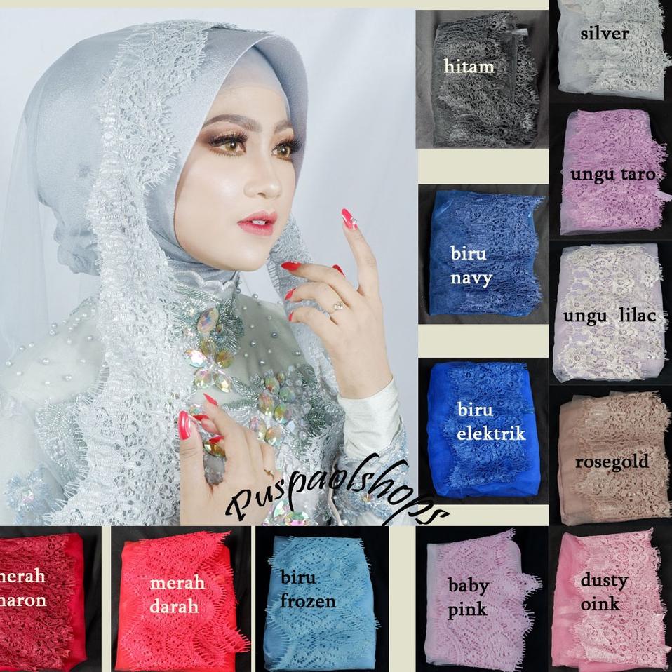 ☃ VEIL RENDA BROKAT TILE SILK PREMIUM VEIL HIJAB VEIL PENGANTIN SLAYER ♤