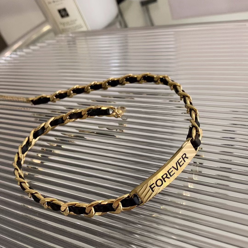 Kalung tebal leather black forever titanium anti karat harga grosir bisa cod harga grosir bisa bayar di tempat