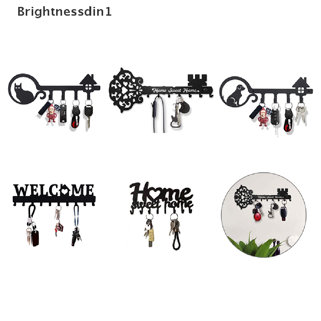 [Brightnessdin1] Kreatif Rak Kait Logam Besi Seni Dinding Rumah Tangga Hias Kunci Gantung Hanger Butik
