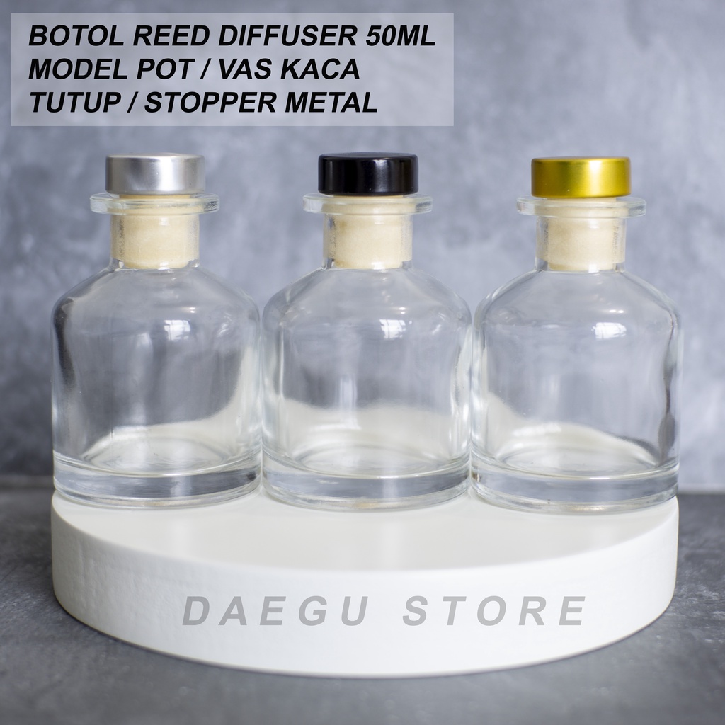 Botol Reed Diffuser 50ml Kaca Tebal Bening - Model Vas / Belly Pot / CRIMP Neck Aromatherapy