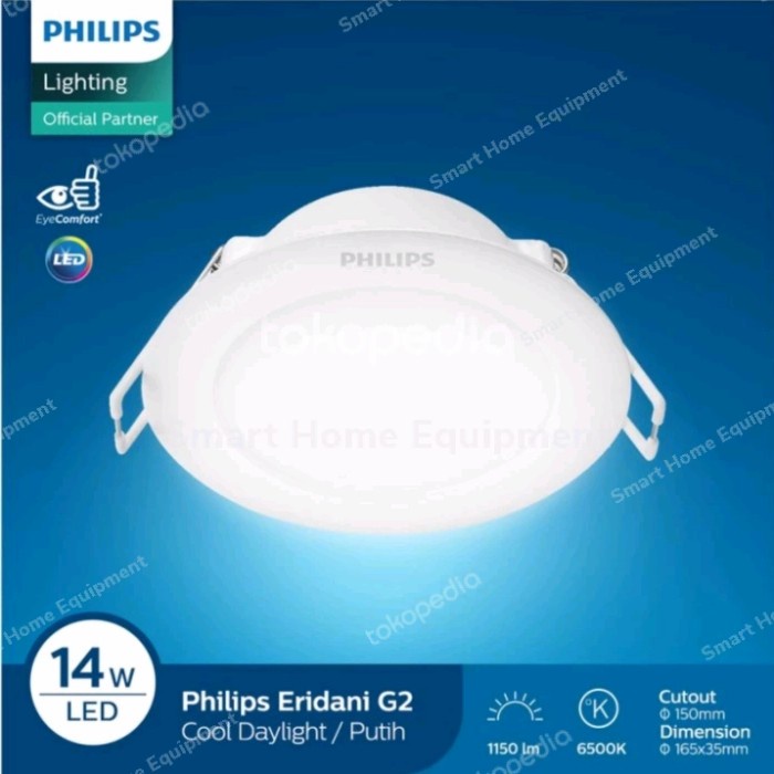 Terlaris Philips Downlight Eridani 14 Watt 6500K 4000K 3000K Lampu