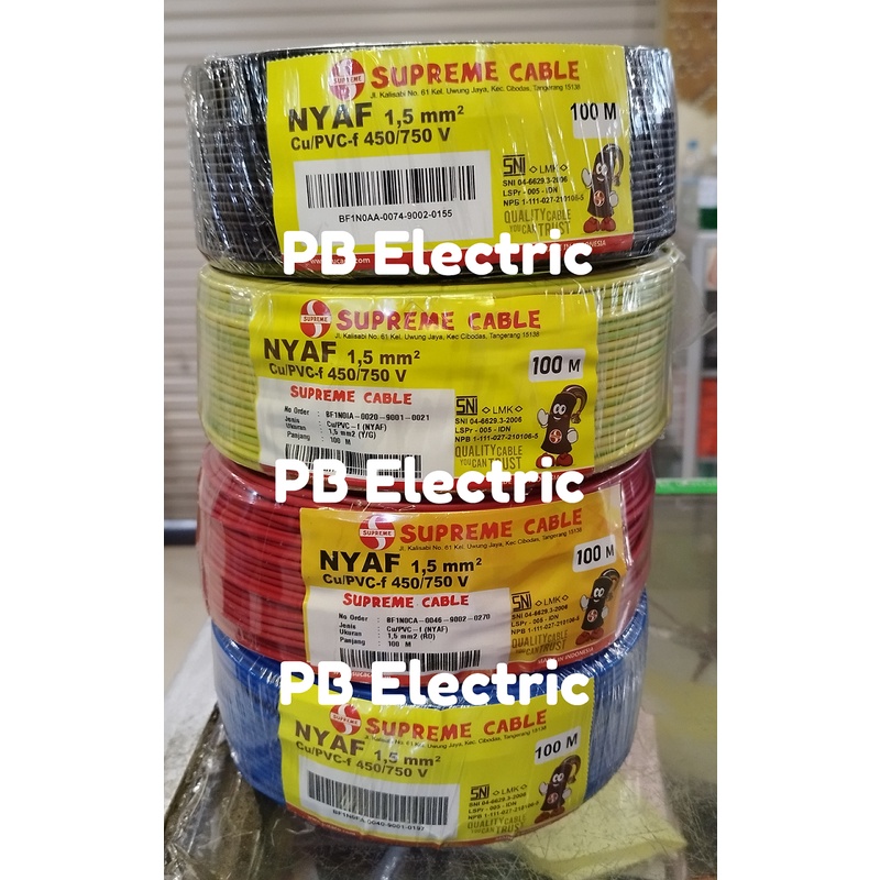Kabel NYAF 1.5 mm Supreme 100 Meter / Kabel NYAF 1.5 mm Supreme / NYAF 1,5 mm Supreme (5 Pilihan War