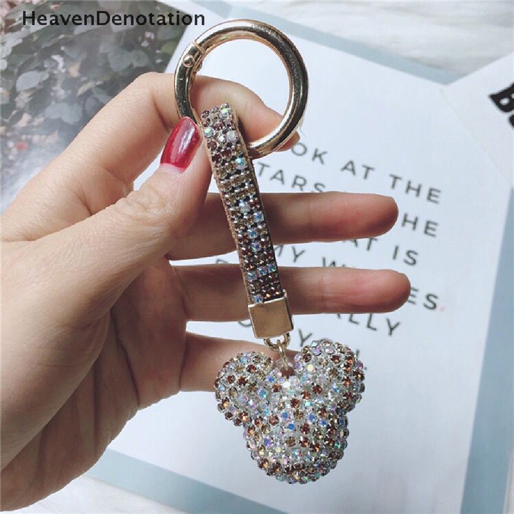 [HeavenDenotation] Fancy Kualitas Tinggi Mickey Berlian Imitasi Gantungan Kunci Mobil Ransel Earphone Key Chain Tas Liontin Wanita Car Key Ring HDV